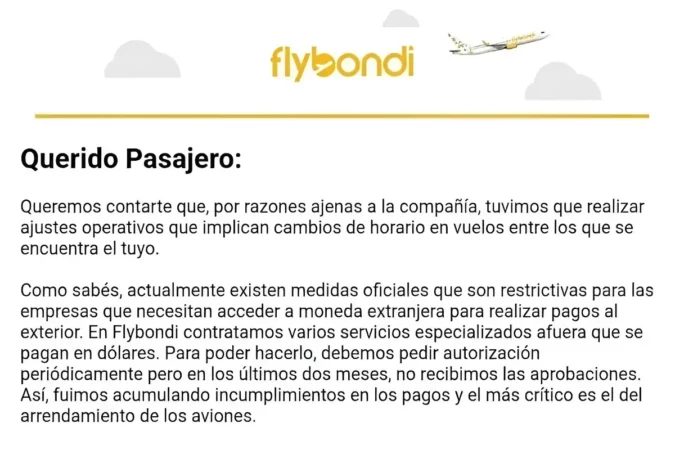 Restricción del Gobierno afecta a Flybondi y miles de pasajeros
