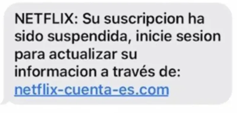 mensaje de estafa de sms netflix