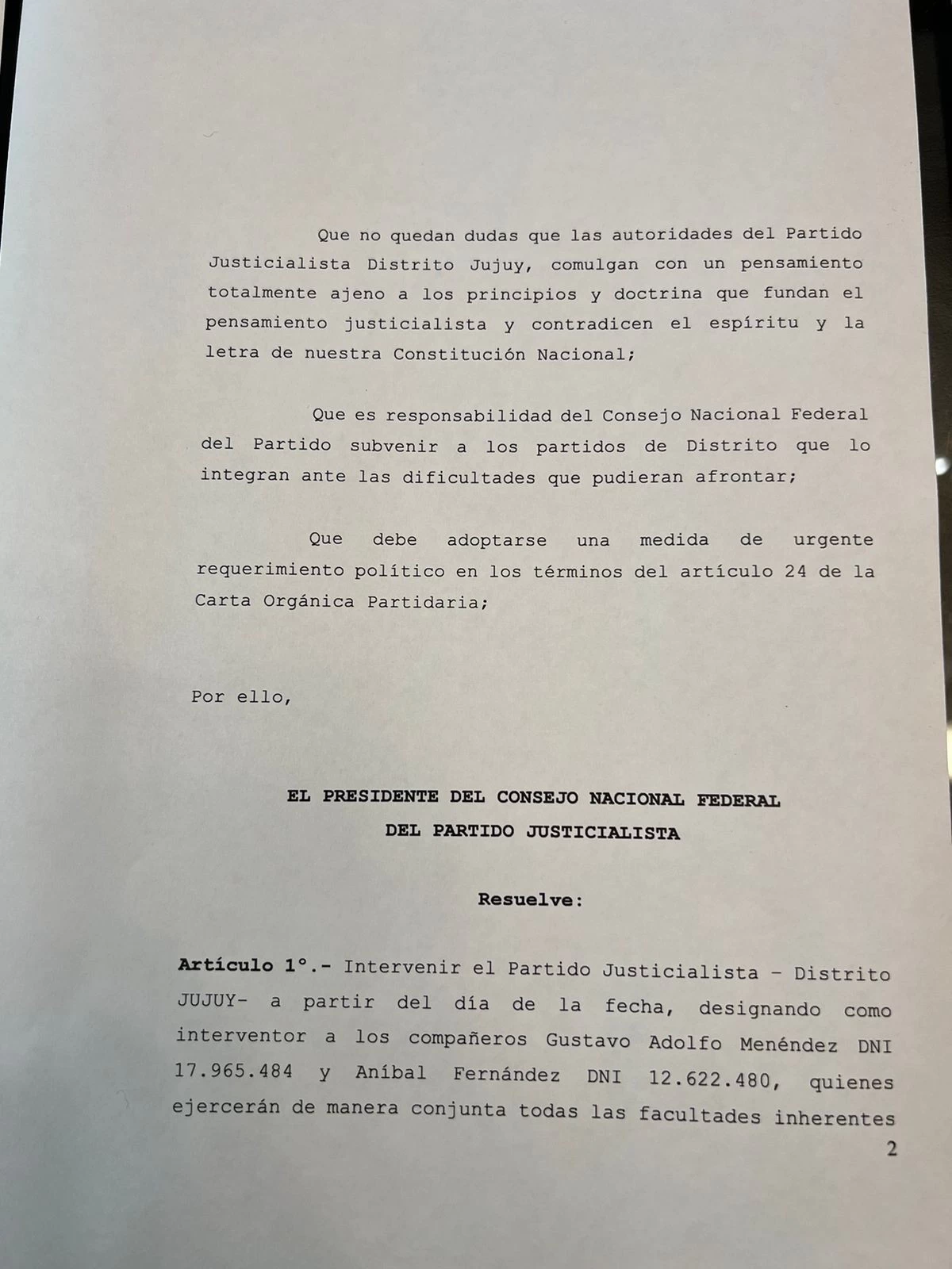 Intervención del PJ de Jujuy